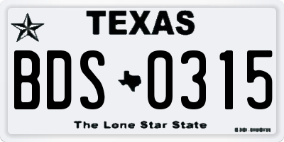 TX license plate BDS0315