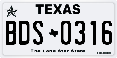 TX license plate BDS0316