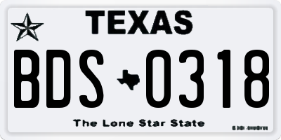 TX license plate BDS0318