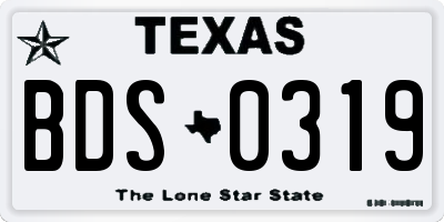 TX license plate BDS0319