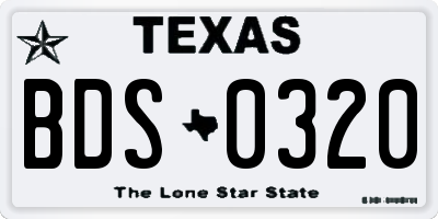 TX license plate BDS0320