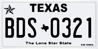 TX license plate BDS0321