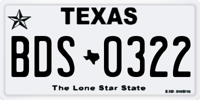 TX license plate BDS0322
