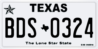 TX license plate BDS0324