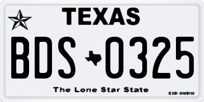 TX license plate BDS0325