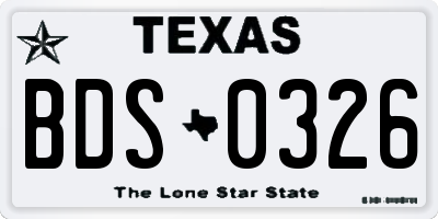 TX license plate BDS0326