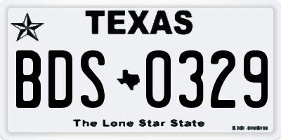 TX license plate BDS0329