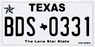 TX license plate BDS0331
