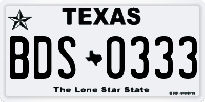 TX license plate BDS0333