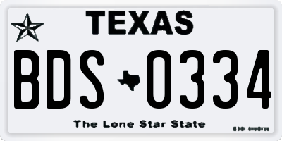 TX license plate BDS0334
