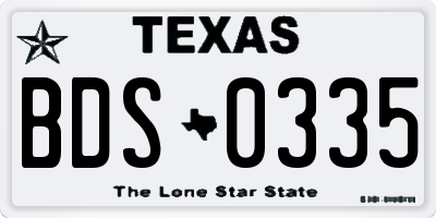 TX license plate BDS0335