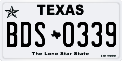 TX license plate BDS0339