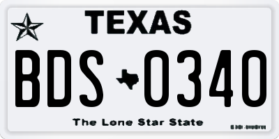TX license plate BDS0340