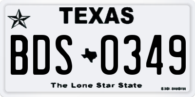 TX license plate BDS0349