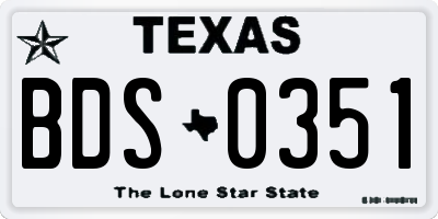 TX license plate BDS0351