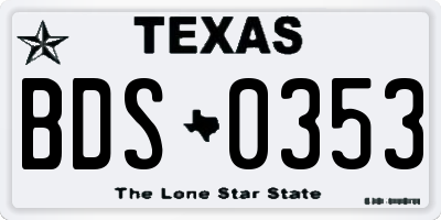 TX license plate BDS0353