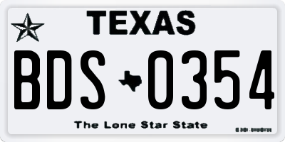 TX license plate BDS0354