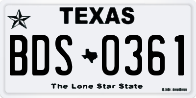 TX license plate BDS0361