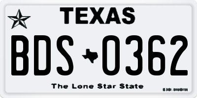 TX license plate BDS0362