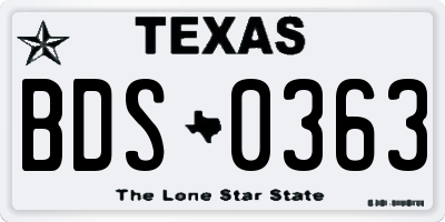 TX license plate BDS0363