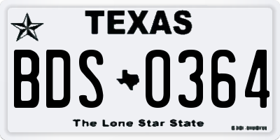 TX license plate BDS0364