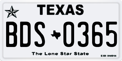TX license plate BDS0365