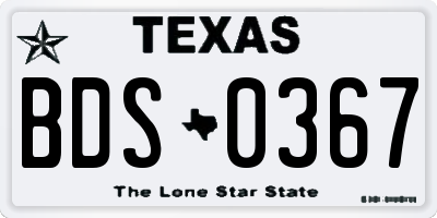 TX license plate BDS0367