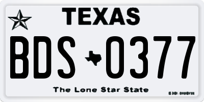 TX license plate BDS0377