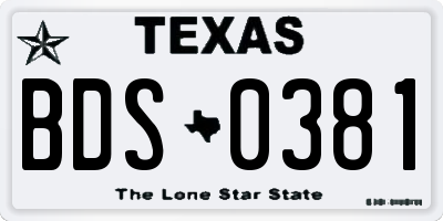 TX license plate BDS0381