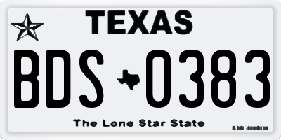 TX license plate BDS0383
