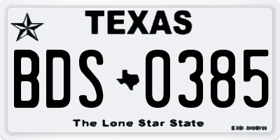 TX license plate BDS0385