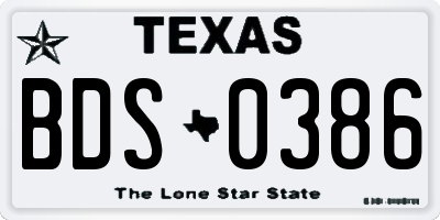 TX license plate BDS0386