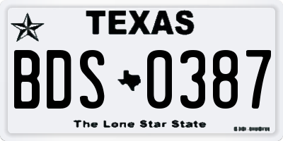 TX license plate BDS0387