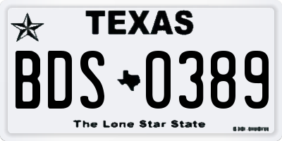 TX license plate BDS0389