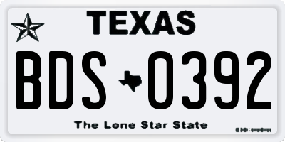 TX license plate BDS0392