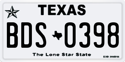 TX license plate BDS0398