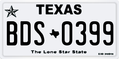 TX license plate BDS0399