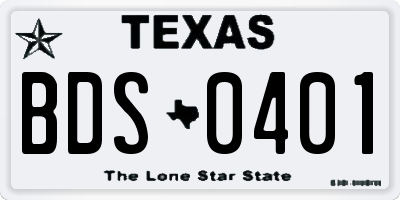 TX license plate BDS0401