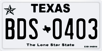 TX license plate BDS0403