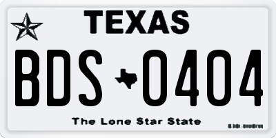 TX license plate BDS0404