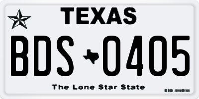 TX license plate BDS0405