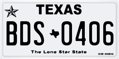 TX license plate BDS0406
