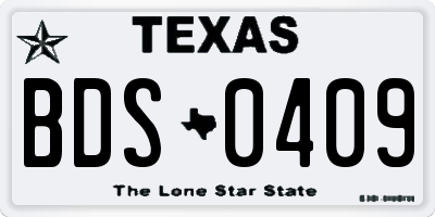 TX license plate BDS0409