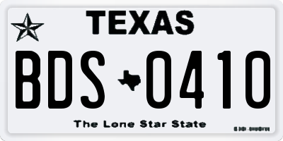 TX license plate BDS0410