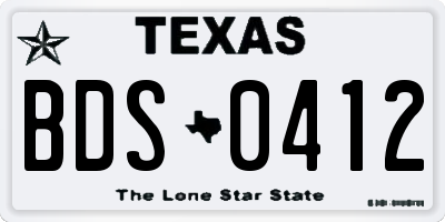 TX license plate BDS0412