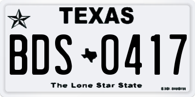 TX license plate BDS0417