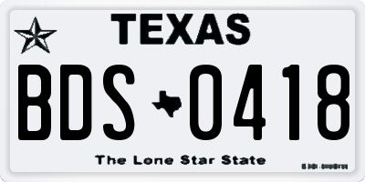 TX license plate BDS0418