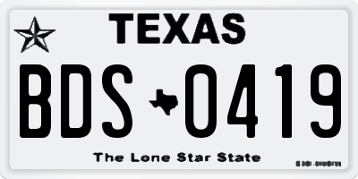 TX license plate BDS0419