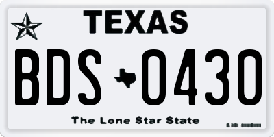 TX license plate BDS0430