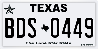 TX license plate BDS0449
